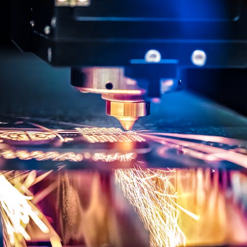 Laser cutting metal. Image Credit: Shutterstock.com/Andrei Armiagov