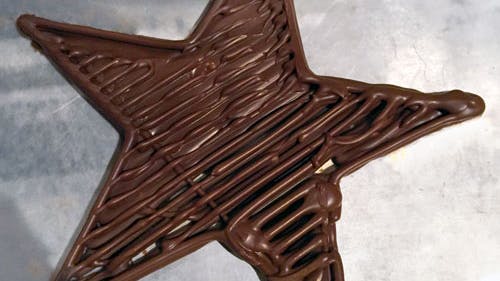 Chocolate prints with the first Cocoa Press prototype