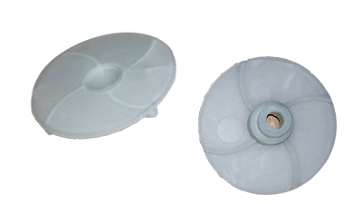 An injection molded pump impeller in Thermaco’s Big Dipper AST machines that were injection molded with Xometry.